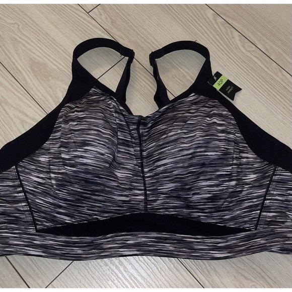 Ambrielle Active Cross Trainer Sports Bra Marled Underwire Womens 40B Black New - Picture 3 of 6
